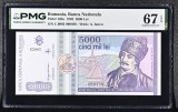 5000 lei 1992 PMG67 unc bancnota gradata