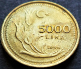 Moneda 5000 LIRE - TURCIA, anul 1996 * cod 2745 B