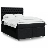 Gossi pat box spring cu saltea, negru, 140x200 cm, textil