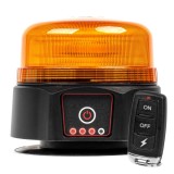 Lampa de avertizare LED wireless tip girofar cu telecomanda AMiO 12V 24V, lumina portocalie, 36 LED, IP66, magnet si ventuza, R65 R10, diametru 123