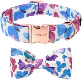 Set zgarda si papion pentru caine ARING PET, bumbac/metal, multicolor, marimea M