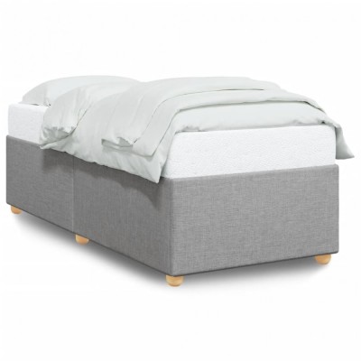 vidaXL Cadru de pat fără saltea, gri deschis, 90x190 cm, textil foto