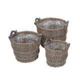 Cumpara ieftin Set 3 ghivece flori lemn salcie maro taupe 23,5 x 19,5 cm, 29,5 x 22,5 cm, 35,5 x 25,5 cm