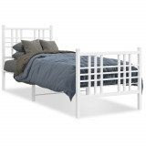 VidaXL Cadru de pat metalic cu tăblie de cap/picioare, alb, 75x190 cm