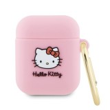 Husa pentru Apple AirPods 1 / AirPods 2 - Hello Kitty Silicone 3D Kitty Head (HKA23DKHSP) - Pink
