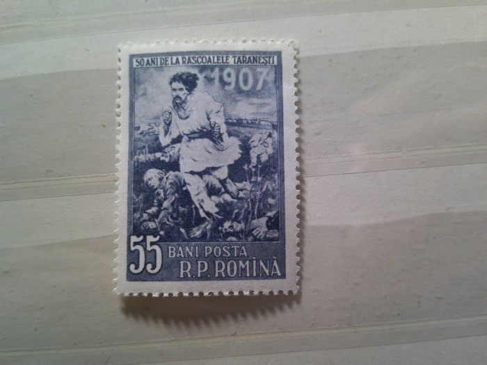 Serie Romania 1957 1 valoare - 1907 - Pictura O.Bancila