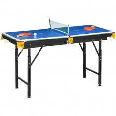 SPORTNOW Masă de Joc Pliabilă 2-în-1, Masă de Tenis și Masă de Biliard cu Accesorii Incluse, 140x63x60-80 cm, Albastru, Verde și Negru