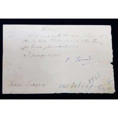 CHITANTA DE MANA SCRISA SI SEMNATA DE FROSA SARANDI , ACTRITA TEATRULUI NATIONAL DIN BUCURESTI , DATATA 1896