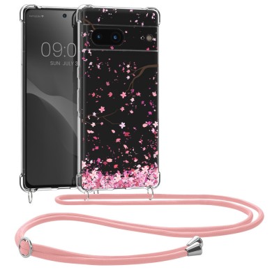 Bumper kwmobile pentru Google Pixel 7, Silicon, Transparent/Roz, 60206.02 foto