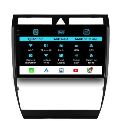 Navigatie Dedicata Audi A6 C5 (2000-2004), QuadCore, 9Inch, 4Gb Ram, 64Gb Stocare, Carplay foto