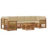 vidaXL Set de canapele de exterior cu pernă 8 pcs Natural și Bej 3384149