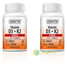 Pachet Vitamina D3+K2 Forte 30cps+30cps