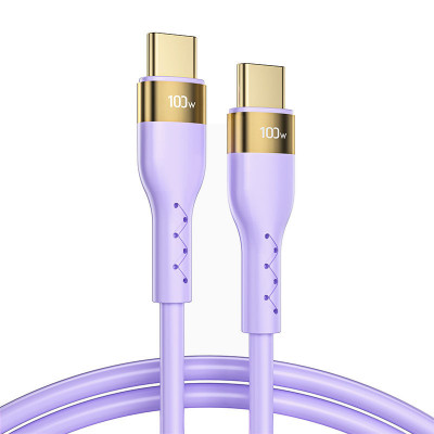 Joyroom Silicon Liquid USB Tip C - Cablu De &amp;icirc;ncărcare/date USB Tip C PD 100W 1,2m Violet (S-1250N18-10) S-1250N18-10-PURPLE foto