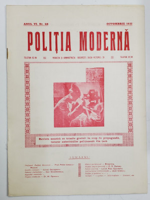 POLITIA MODERNA , REVISTA LUNARA DE SPECIALITATE , LITERATURA SI STIINTA , ANUL VI , NR.68 , OCTOMBRIE , 1931 foto