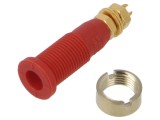 Conector banană 2mm roșu 10A 1kV aurit Hirschmann 975454701