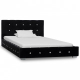 Cadru de pat, negru, 90 x 200 cm, catifea, Cires, Dublu, Cu polite semirotunde, vidaXL