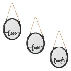 Set 3 oglinzi cu agatatoare si text Love Live Laugh, 75 cm foto