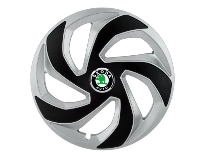 Set 4 capace roti Lama dual crom R14 pentru gama auto Skoda