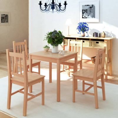 vidaXL Set masă și scaune din lemn de pin, 5 piese foto