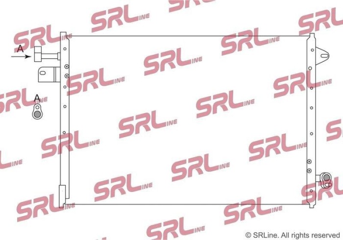 Condensator climatizare AC Ford Mustang, motor: 4.0 V6, 4.6 V8, Condenser fara uscator, 655x430x22, SRLine, miez si rezervor din aluminiu brazat,