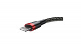 Baseus Lightning Cafule Cablu de date și &icirc;ncărcare pentru iPhone 2A 3m roșu negru (CALKLF-R91)