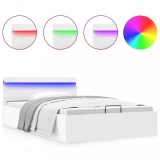 Cumpara ieftin Cadru pat hidraulic cu lada LED alb 120x200 cm piele ecologica
