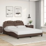 Cumpara ieftin Cadru de pat cu tăblie, maro, 160x200 cm, piele ecologică