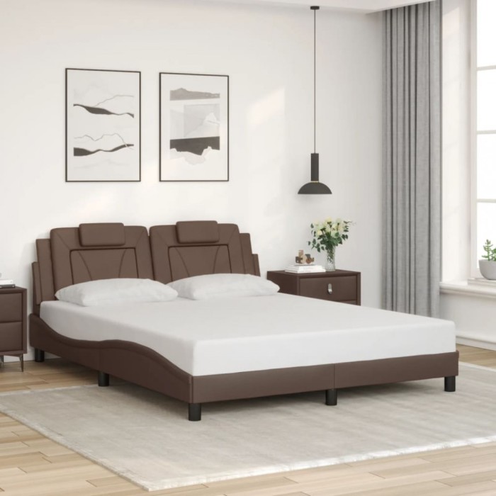 vidaXL Cadru de pat, Viana, fără saltea, maro, 160x200 cm, piele ecologică 3208105