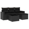Set mobilier de gradina cu perne, 5 piese, negru, poliratan