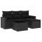 Set mobilier de gradina cu perne, 5 piese, negru, poliratan