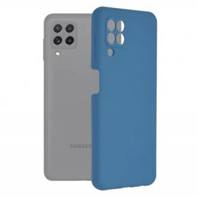 Husa Samsung Galaxy A22 4G Silicon Albastru Slim Mat cu Microfibra SoftEdge foto