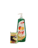 Detergent de Vase cu Pompita Poy, Parfum de Mango, 750ml + 1 Burete de Vase