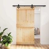 vidaXL Ușă glisantă Natural și Negru 100 x 210 cm Lemn de Pin Solid 3445066