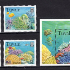 Tuvalu 1998 - corali, fauna marina, serie+colita neuzata