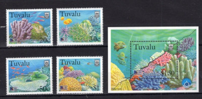 Tuvalu 1998 - corali, fauna marina, serie+colita neuzata foto