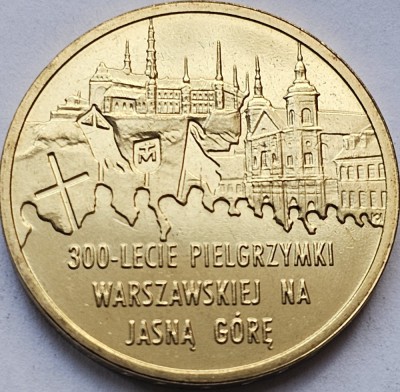 2 Zlote / Zloti 2011 Polonia, Warsaw - Jasna G&amp;oacute;ra Pilgrimage, unc foto