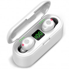 Casti True Wireless Techstar® F9 Mini, Wireless, Bluetooth V5.0, SplashResistent, Touch, iOS, Android, Alb