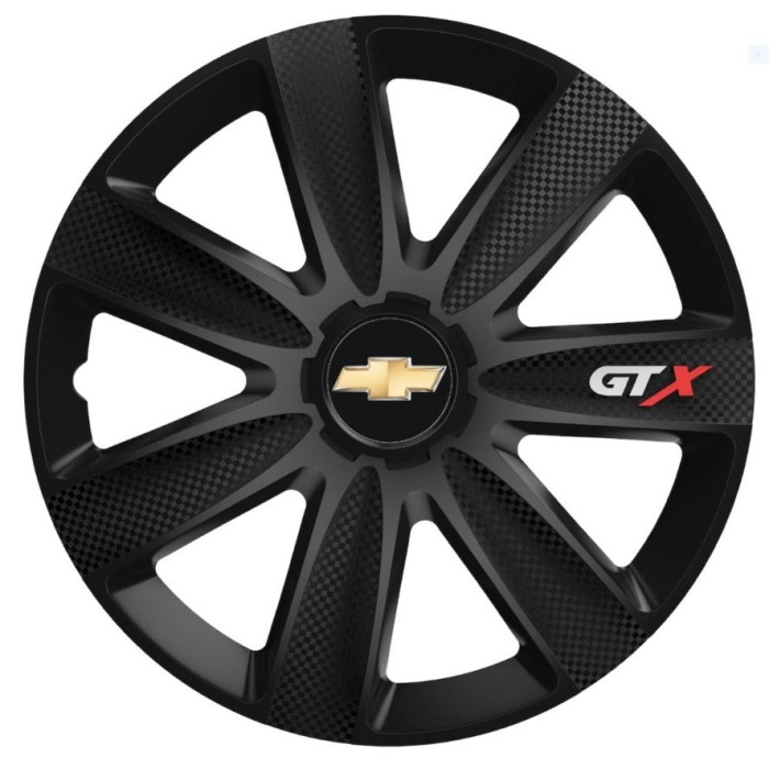 Set 4 Capace Roti GTX Carbon Negru R14, Pentru Chevrolet