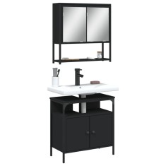 vidaXL Set mobilier de baie, 2 piese, negru, lemn compozit 3214655