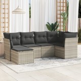 Cumpara ieftin Gossi set canapele de gradina cu perne, 6 piese gri deschis poliratan