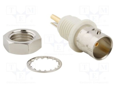 Conector BNC soclu mamă drept 75&amp;Omega; lipire nylon aurit alamă AMPHENOL RF foto