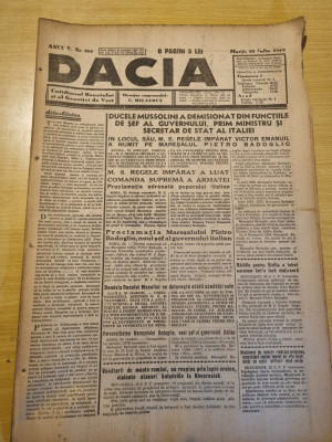 Dacia 27 iulie 1943-mussolini a demisionat,maresalul antonescu in jud. timis foto