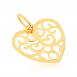 Cumpara ieftin Pandantiv din aur galben 9K - inimă normală decupată, cu ornamente