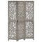 vidaXL Paravan cameră sculptat manual 3 panouri gri 120x165 cm mango