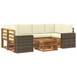 vidaXL Set de canapele de exterior cu pernă 7 pcs Natural și Crem 3384096