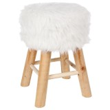 Taburet Atmosphera Oslo cu efect de blana, 42 cm, alb Household NewTrend
