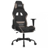 Scaun de gaming cu masaj/suport picioare, negru / taupe, textil