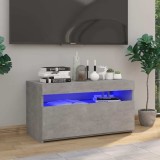 vidaXL Comodă TV cu lumini LED, gri beton, 75x35x40 cm