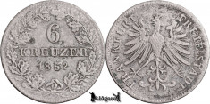 1852, 6 Kreuzer - Wilhelm I - Ora?ul imperial liber Frankfurt foto