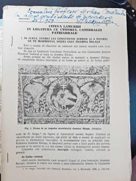 Cateva lamuriri in legatura cu ctitorul Catedralei Patriarhale - Stelian si George Metzulescu cu dedicatie